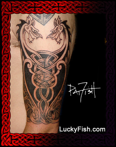 Welsh Dragon Shield Celtic Tattoo Design – LuckyFish Art